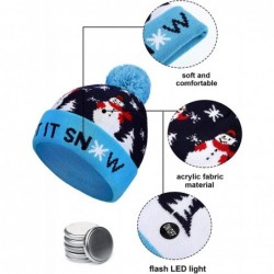 Skullies & Beanies 2 Pieces Christmas LED Light up Hat Xmas Beanie Hat LED Pom Pom Hat for Christmas Party (Snowman) - CC18AO...