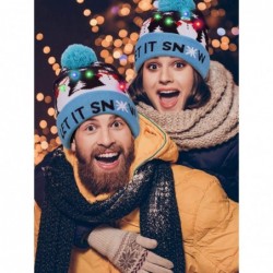 Skullies & Beanies 2 Pieces Christmas LED Light up Hat Xmas Beanie Hat LED Pom Pom Hat for Christmas Party (Snowman) - CC18AO...