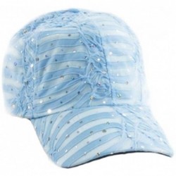 Baseball Caps Rhinestone Glitter Sequin Baseball Cap Hat Adjustable - Sky Blue - CJ11WG9RJHH $38.43