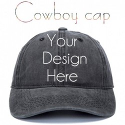 Baseball Caps Custom Retro Cowboy Hat Unisex Sun Caps Customized for Man and Woman Adjustable Back Cap - Dark Gray - C918H084...