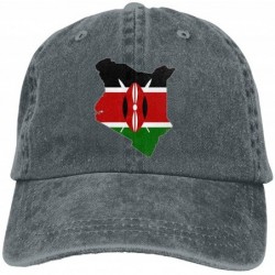 Baseball Caps Unisex Baseball Cap Denim Hat Kenya Flag Map Adjustable Snapback Solid Hat - Asphalt - CA18I48MMOL $37.22