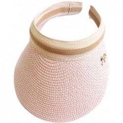Sun Hats Baseball Sunshade Hat- Women Embroidered Flower Denim Cap Bow Hollow Straw Hat Summer Visor Beach Cap - Pink - CS18T...