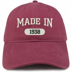 Baseball Caps Made in 1938 Embroidered 82nd Birthday Brushed Cotton Cap - Maroon - C018C9LNNND $33.02