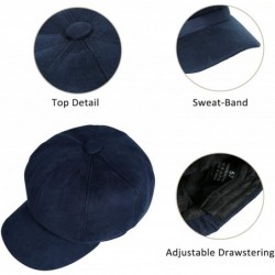 Newsboy Caps Women's Newsboy Cap Spring Wool British Ivy Cabbie Beret Tweed Girls Paperboy Hat - Pure-blue - CS18AOEEOZS $31.21