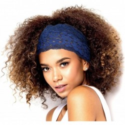 Headbands Stunning Stretch Wide Floral Lace Headbands in Many Beautiful Colors Handmade - Navy - CE187IXWUXO $28.86