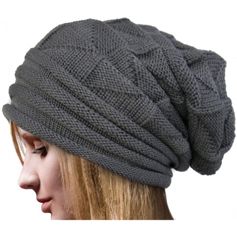 Skullies & Beanies Women Hat- Women Fashion Winter Warm Hat Girls Crochet Wool Knit Beanie Warm Caps - Gray - CI12NS3TOT2 $18.84