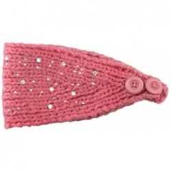 Skullies & Beanies Women Fashion Crochet Rhinestone Headband Knitted Hat Cap Headwrap Band - Pink - C9187IN90YW $16.28