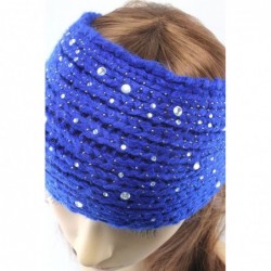 Skullies & Beanies Women Fashion Crochet Rhinestone Headband Knitted Hat Cap Headwrap Band - Pink - C9187IN90YW $24.29