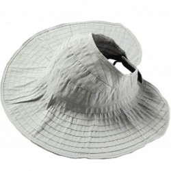 Sun Hats Women Wide Brim Sun Hats Foldable Summer Beach UV Protection Caps with Neck Cord - Gray - C218R803AUH $28.71
