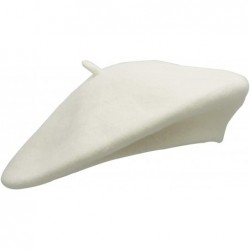 Berets Wool French Beret Hat for Women - White - CM1920EEQZH $17.75