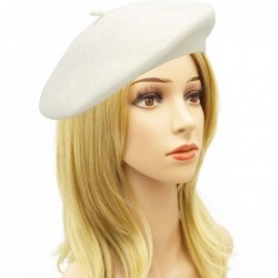 Berets Wool French Beret Hat for Women - White - CM1920EEQZH $24.29