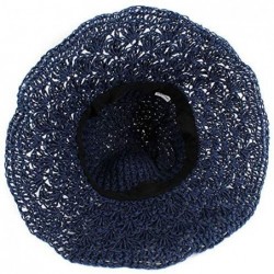 Sun Hats Women Floppy Crocheted Straw Hat Women Wide Large Brim Roll-up Sun Hat - Light Blue - CP180GDRZ4A $23.88