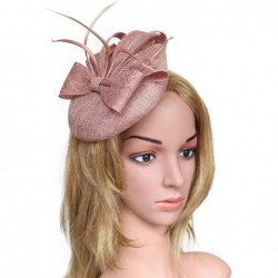 Berets Womens Fascinator Hat Sinamay Pillbox Flower Feather Tea Party Derby Wedding Headwear - A Champagne - CK18TXWMK9X $20.33