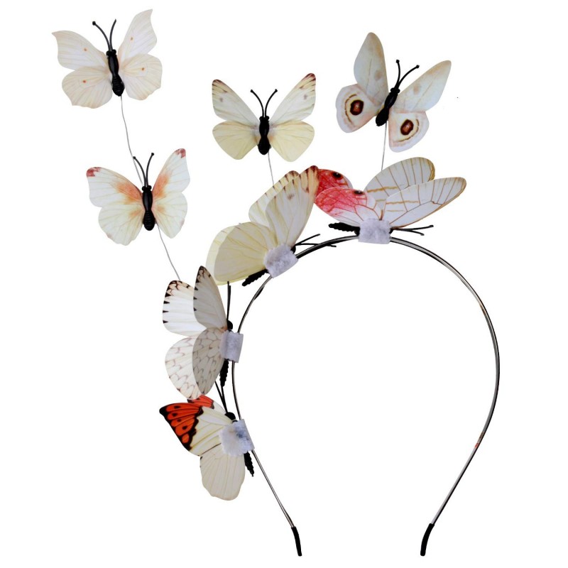 Headbands Butterfly Creative Accessories Fascinator - white - CI18QIDATOG $27.33