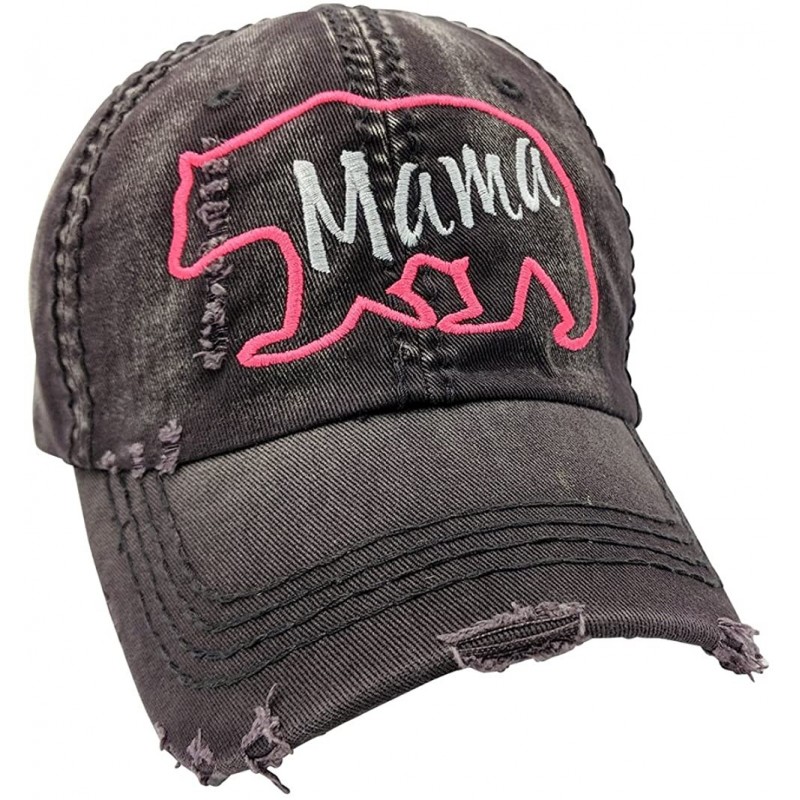 Baseball Caps Women's Mama Bear Embroidered Baseball Cap with Optional Customization (Grey/CustomizedText) - CW18CHHRSDS $61.35