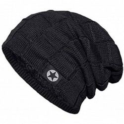 Skullies & Beanies Winter Knit Wool Warm Hat Thick Soft Stretch Slouchy Beanie Cap - Black - CG18KRY0ZOY $12.47