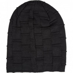 Skullies & Beanies Winter Knit Wool Warm Hat Thick Soft Stretch Slouchy Beanie Cap - Black - CG18KRY0ZOY $18.35