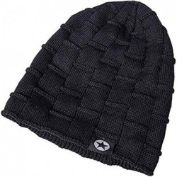 Skullies & Beanies Winter Knit Wool Warm Hat Thick Soft Stretch Slouchy Beanie Cap - Black - CG18KRY0ZOY $18.35