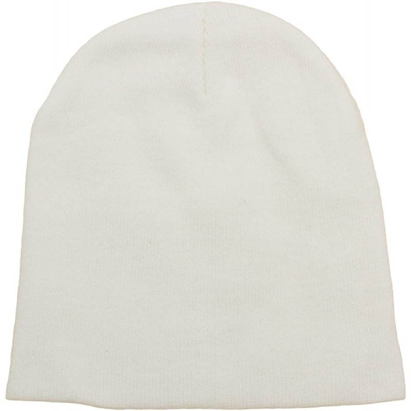 Skullies & Beanies Short Plain Beanie - Winter Unisex Plain Knit Hat - White - C8187RIWLXD $21.05