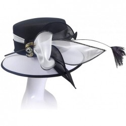 Bucket Hats Women Bucket Hats Chiffon Formal Dress Hat Elegant Feather Church Hats - Black/White - C711MKLOFOB $98.66