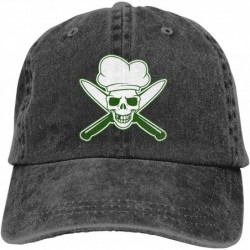 Baseball Caps Unisex Skull-Chef Cooking Skull Vintage Jeans Adjustable Baseball Cap Cotton Denim Dad Hat - Black 2 - CH18NGLK...