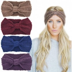 Cold Weather Headbands Crochet Turban Headband for Women Warm Bulky Crocheted Headwrap - 4 Pack Knot C - Purple- Navy- Kahki-...