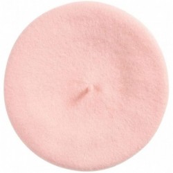 Berets Berets for Women Wool French Beanies Hat Solid Color Lightweight Casual - Goose Pink - CY18KSEL460 $20.78