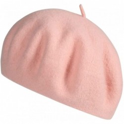 Berets Berets for Women Wool French Beanies Hat Solid Color Lightweight Casual - Goose Pink - CY18KSEL460 $22.49