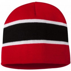 Skullies & Beanies SP06 - Striped Knit Beanie - Red/ White/ Black - C71180CV3CV $17.50