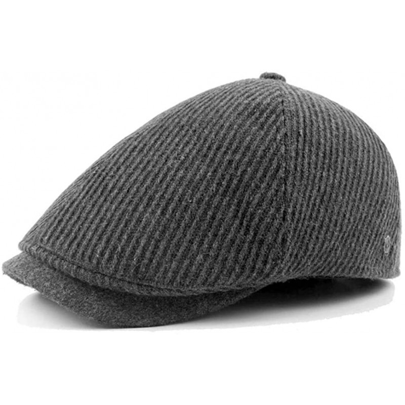 Newsboy Caps Men Women Striped Knit Flat Cap Warm Winter Cotton Newsboy Hat FFH403s01 - Ffh405 Gray - CE18M9IT3K8 $21.35