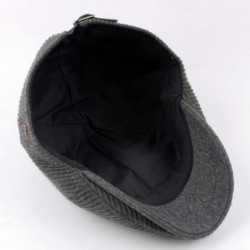 Newsboy Caps Men Women Striped Knit Flat Cap Warm Winter Cotton Newsboy Hat FFH403s01 - Ffh405 Gray - CE18M9IT3K8 $22.74