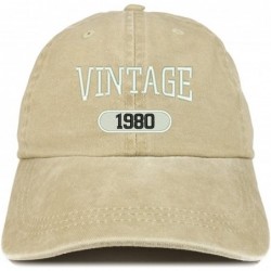 Baseball Caps Vintage 1980 Embroidered 40th Birthday Soft Crown Washed Cotton Cap - Khaki - CM180WUR0ME $34.46