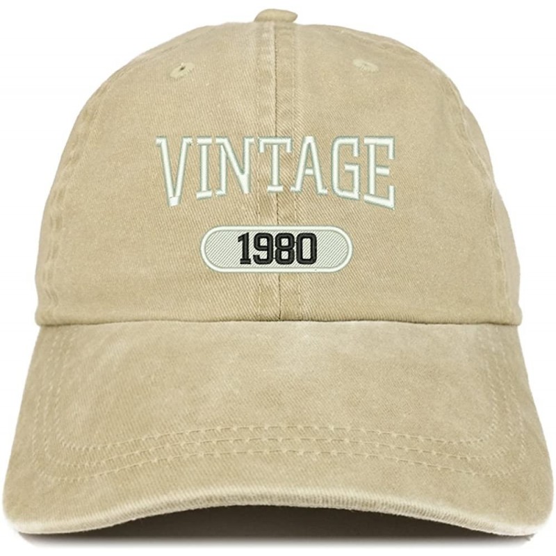 Baseball Caps Vintage 1980 Embroidered 40th Birthday Soft Crown Washed Cotton Cap - Khaki - CM180WUR0ME $34.46