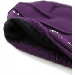 Skullies & Beanies Women's Handmade Warm Baggy Fleece Lined Slouch Beanie Hat - 2. Ribbon2 - Purple - CL18ZN5EOTS $25.06