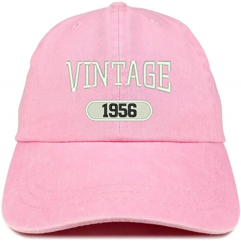 Baseball Caps Vintage 1956 Embroidered 64th Birthday Soft Crown Washed Cotton Cap - Pink - CW180WUW5KI $25.64