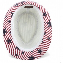 Fedoras Men's Fedora 4th of July Hat with Stars and Stripes Original American Hat - Stars & Stripes - CT18DW3CW3N $16.67
