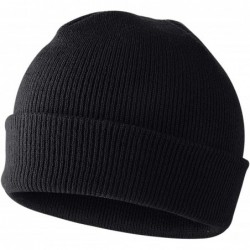 Skullies & Beanies 50% Wool Short Knit Fisherman Beanie for Men Women Winter Cuffed Hats - 5-black - CF18Z35DCSS $17.66