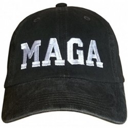 Baseball Caps MAGA Hat - Distressed Black w/White Trump Cap (Distressed Black/White MAGA) - C618EO5NEUT $33.02