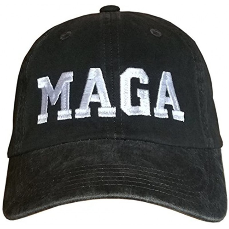 Baseball Caps MAGA Hat - Distressed Black w/White Trump Cap (Distressed Black/White MAGA) - C618EO5NEUT $34.63