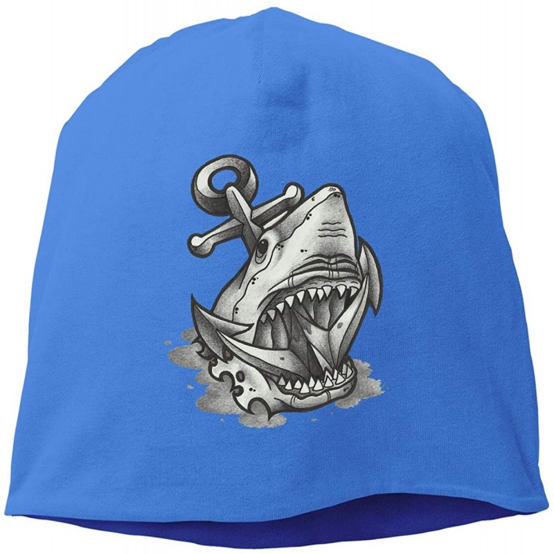 Skullies & Beanies Man Skull Cap Beanie Anchor Shark Headwear Knit Hat Warm Hip-hop Hat - Blue - CM18IKY24IG $30.29