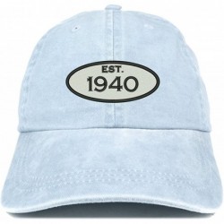 Baseball Caps Established 1940 Embroidered 80th Birthday Gift Pigment Dyed Washed Cotton Cap - Light Blue - CV180N4Q9O5 $33.88