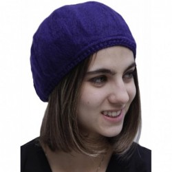 Berets Womens Soft Alpaca Wool Woven French Beret Cap Hat - Purple - CJ11OVLRTEV $38.43