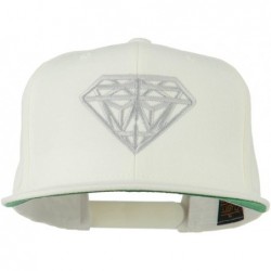 Baseball Caps Big Diamond Embroidered Flat Bill Cap - White - CN11KYP3CSF $45.32