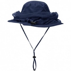 Sun Hats Mesh Sun Hat Outdoor Fishing Hiking Sun Cap Neck Face Flap Portect Hat UPF50+ - Deep Blue - CQ182GAXG46 $21.71