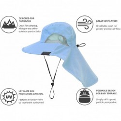 Sun Hats Safari Sun Hats for Women Fishing Hiking Cap with Neck Flap Wide Brim Hat - 1 Blue - CE1808UIHT7 $27.77