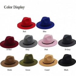 Fedoras Hat Set-Head Decor Vintage Solid Color Felt Wide Brim Bowler Fedora Hat Winter Floppy Women Cap - Dark Gray - CL18A02...