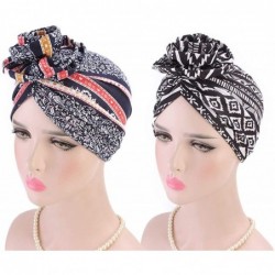 Skullies & Beanies Women Flower Elastic Turban Beanie Wrap Chemo Cap Hat - Black1 - CM188AQMG58 $27.10
