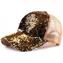 Baseball Caps Sequin Hat Magic - Reversible Adjustable Baseball Hat Cap - Golden - C218G7CGAC6 $23.46