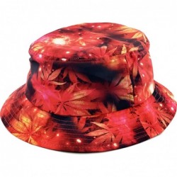 Bucket Hats Floral Galaxy Leaf Aztec Tropical Print Bucket Hat Summer Boonie Cap - 05) Leaf Galaxy - Red - C411T2U693N $27.41
