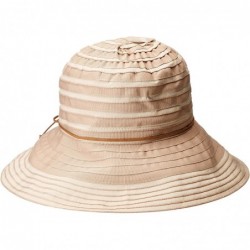 Sun Hats Women's Medium 4-inch Brim Ribbon Floppy Hat - Tan - CB126AOPPMN $45.39